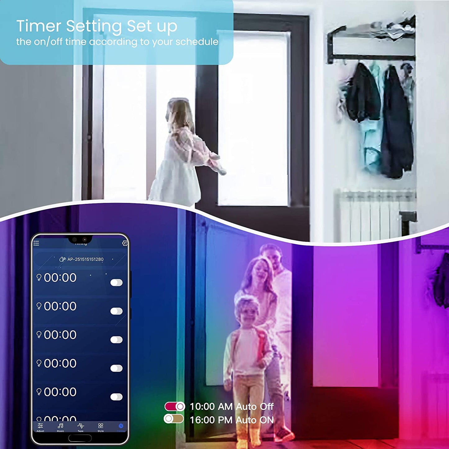 50 FT LED Strip Lights,Bluetooth LED Lights for Bedroom, Color Changing Light Strip with Music Sync, Phone Controller and IR Remote(App+Remote +Mic).